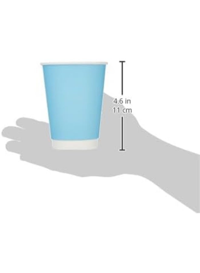 SNH Packing [Pack of 25] Disposable Double Wall Light Blue Coffee Cups 12 Ounce Coffee Cups To Go 25 pack Paper Coffee Cups and Designs, Recyclable, Hot Coffee Cups. - Image 4